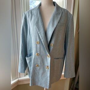 Tuckernuck Blazer Sky Blue Double-Breasted Jacket Coat Sample Sale Size XXXL
